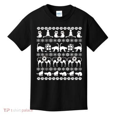 Ugly Kitty Cat Christmas Sweater Kids T-Shirt