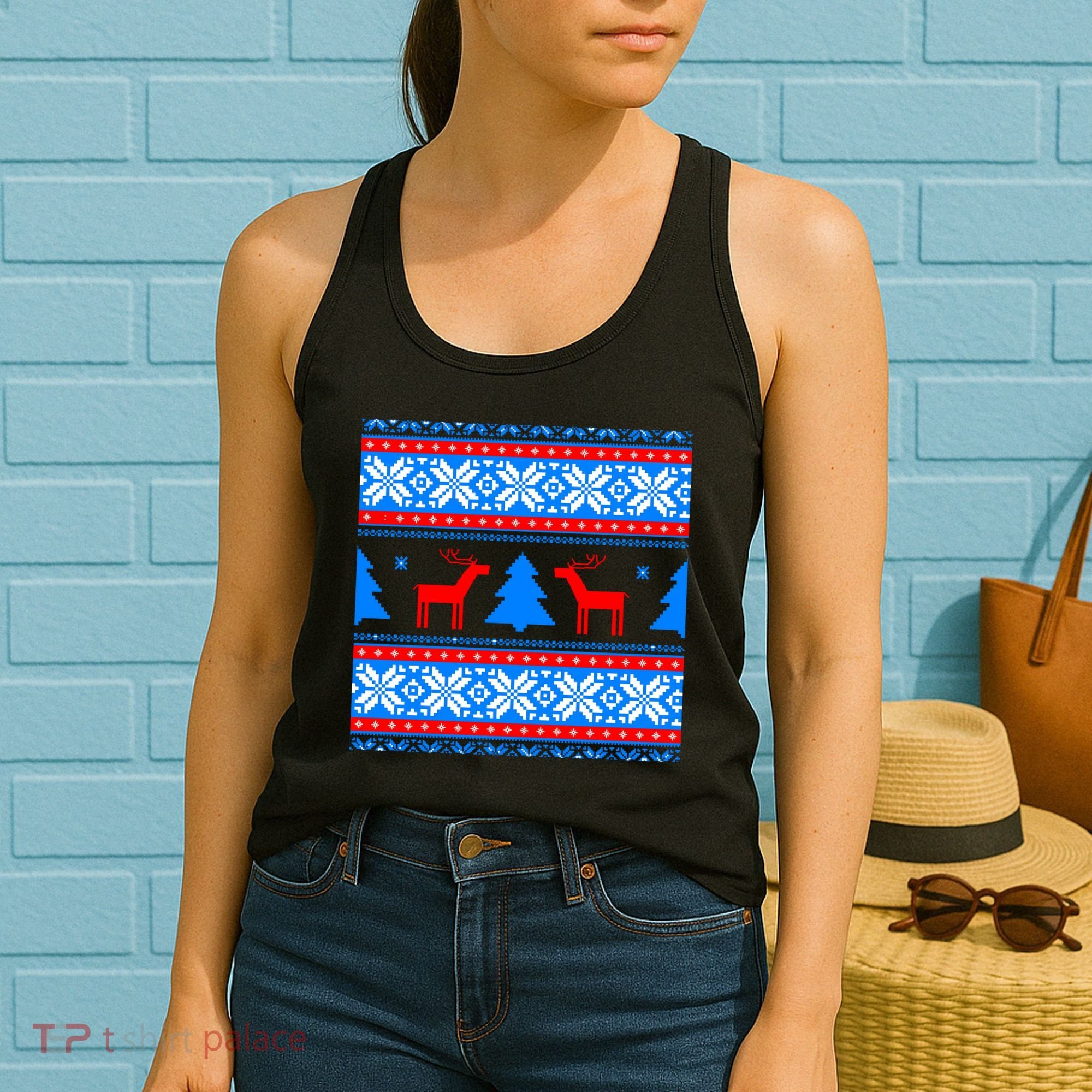 Ugly Reindeer Christmas Sweater Women's Tank Top