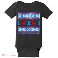 Ugly Reindeer Christmas Sweater Baby Bodysuit thumb 0
