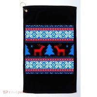 Ugly Reindeer Christmas Sweater Golf Towel thumb 0