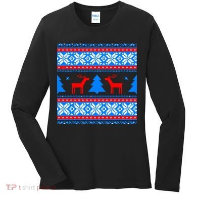 Ugly Reindeer Christmas Sweater Women's Long Sleeve Shirt