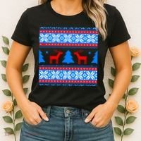 Ugly Reindeer Christmas Sweater Women's T-Shirt thumb 2