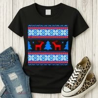 Ugly Reindeer Christmas Sweater Women's T-Shirt thumb 3