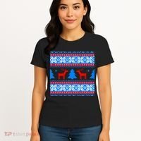 Ugly Reindeer Christmas Sweater Women's T-Shirt thumb 4