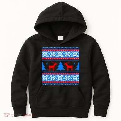 Ugly Reindeer Christmas Sweater Kids Hoodie