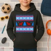 Ugly Reindeer Christmas Sweater Kids Hoodie thumb 2