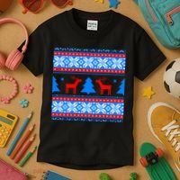 Ugly Reindeer Christmas Sweater Kids T-Shirt thumb 3