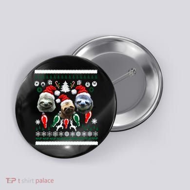 Ugly Sloth Christmas Sweater Button
