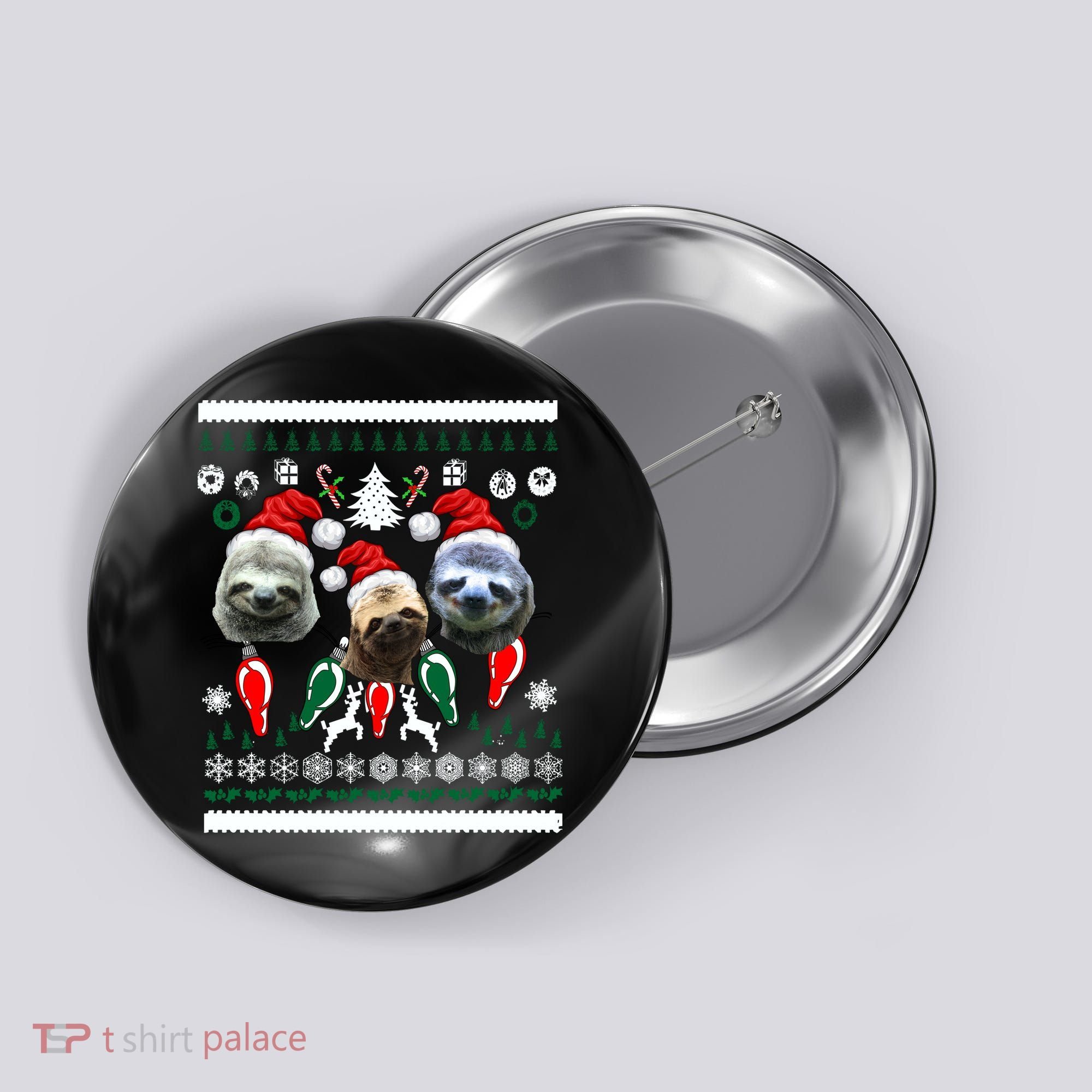 Ugly Sloth Christmas Sweater Button