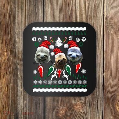 Ugly Sloth Christmas Sweater Coaster
