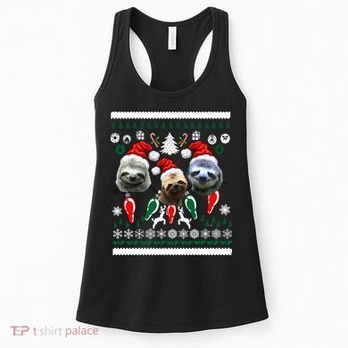 Ugly Sloth Christmas Sweater Women's Tank Top