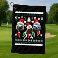Ugly Sloth Christmas Sweater Golf Towel thumb 1