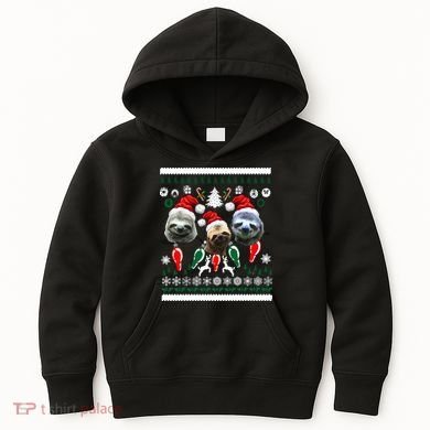 Ugly Sloth Christmas Sweater Kids Hoodie