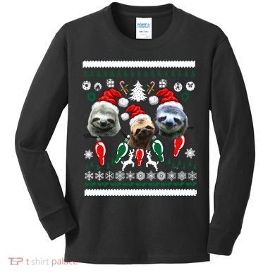 Ugly Sloth Christmas Sweater Kids Long Sleeve Shirt