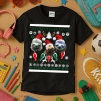 Ugly Sloth Christmas Sweater Kids T-Shirt thumb 3