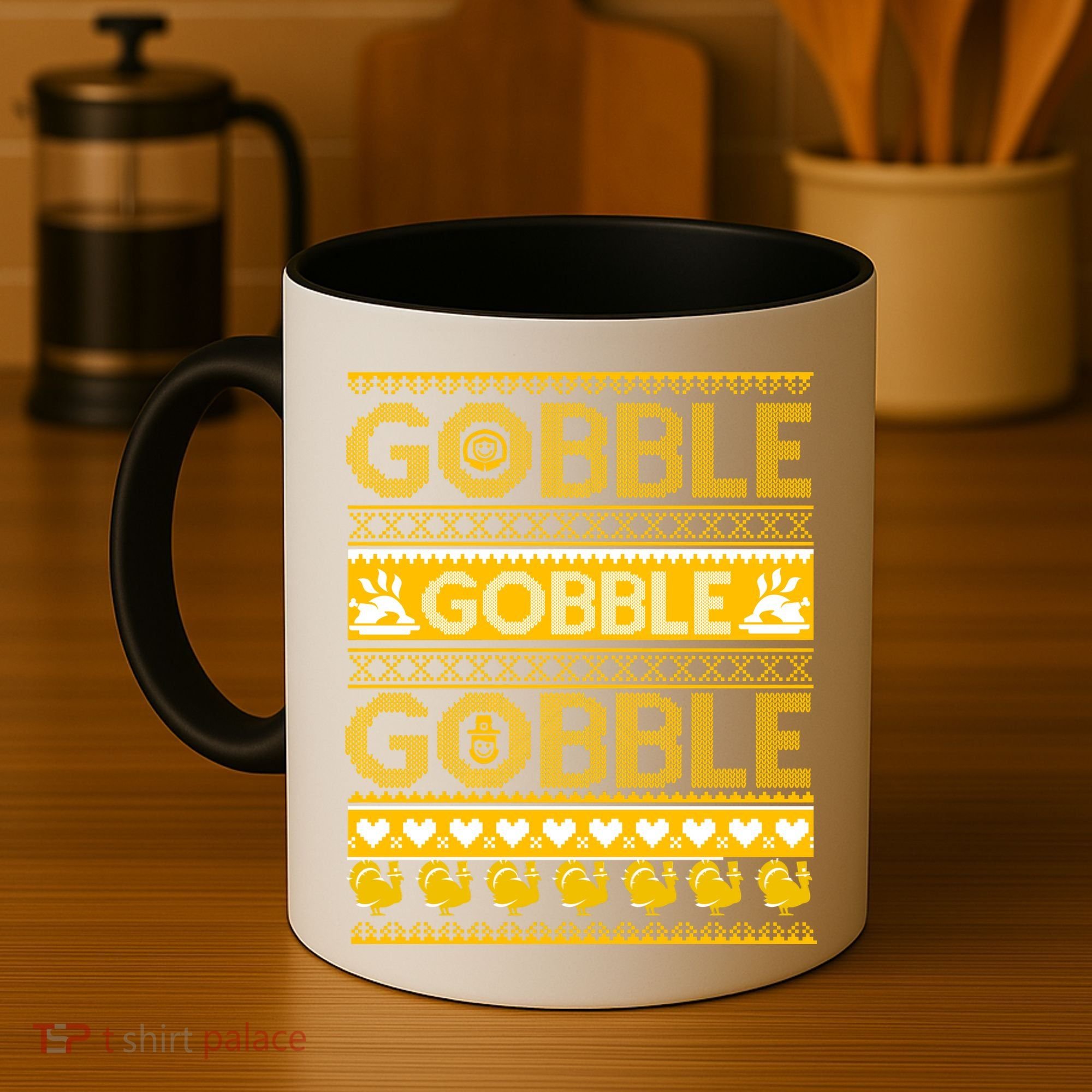 Ugly Thanksgiving Gobble Gobble Gobble Turkey Coffee Mug