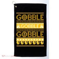 Ugly Thanksgiving Gobble Gobble Gobble Turkey Golf Towel thumb 0