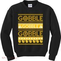Ugly Thanksgiving Gobble Gobble Gobble Turkey Kids Sweatshirt thumb 0