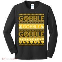 Ugly Thanksgiving Gobble Gobble Gobble Turkey Kids Long Sleeve Shirt thumb 0
