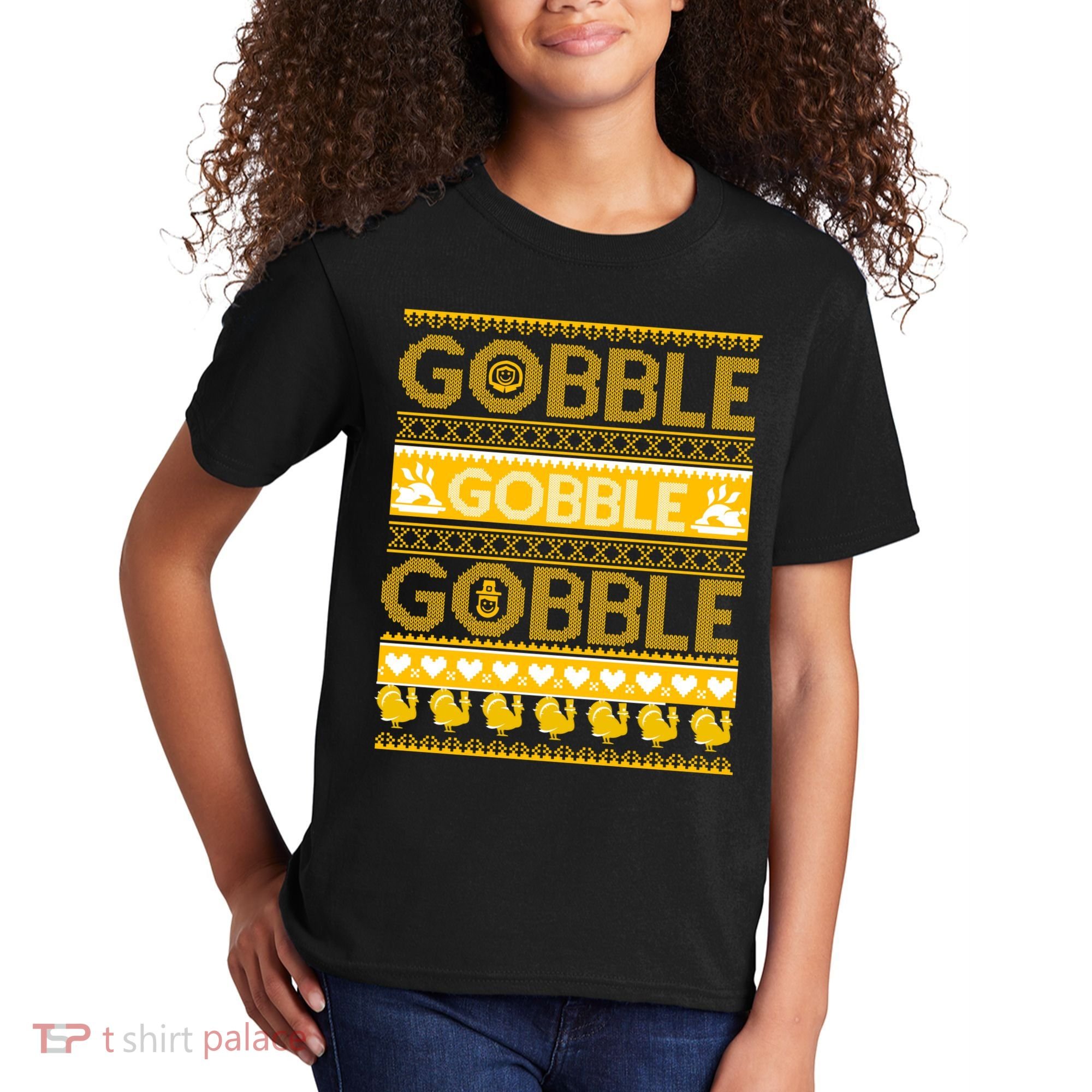 Ugly Thanksgiving Gobble Gobble Gobble Turkey Kids T-Shirt