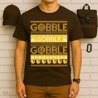 Ugly Thanksgiving Gobble Gobble Gobble Turkey T-Shirt thumb 6