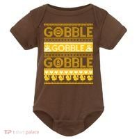 Ugly Thanksgiving Gobble Gobble Gobble Turkey Baby Bodysuit thumb 0