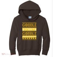 Ugly Thanksgiving Gobble Gobble Gobble Turkey Kids Hoodie thumb 0