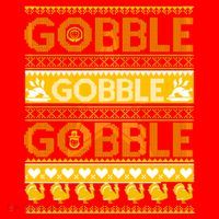 Ugly Thanksgiving Gobble Gobble Gobble Turkey Santa Hat thumb 1