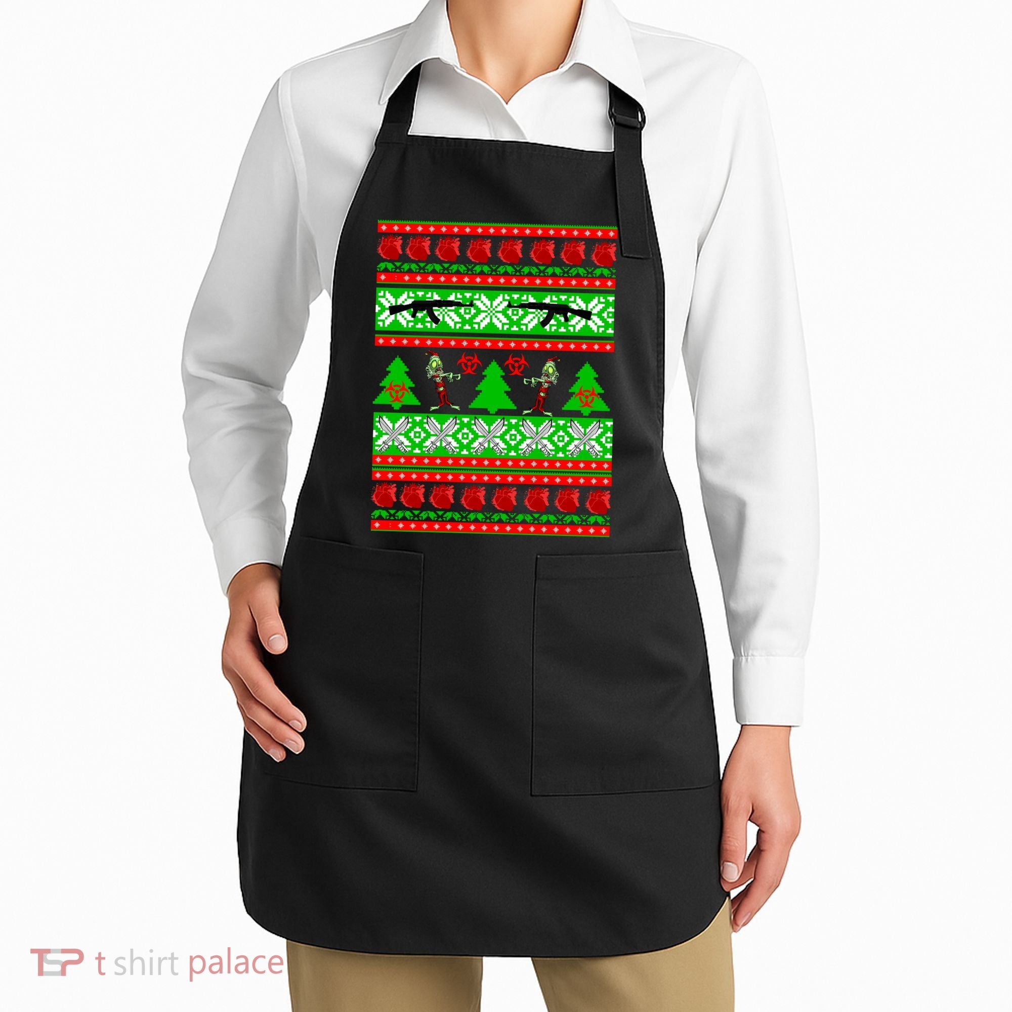Ugly Zombie Apocalypse Christmas Sweater Apron