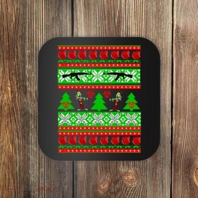 Ugly Zombie Apocalypse Christmas Sweater Coaster