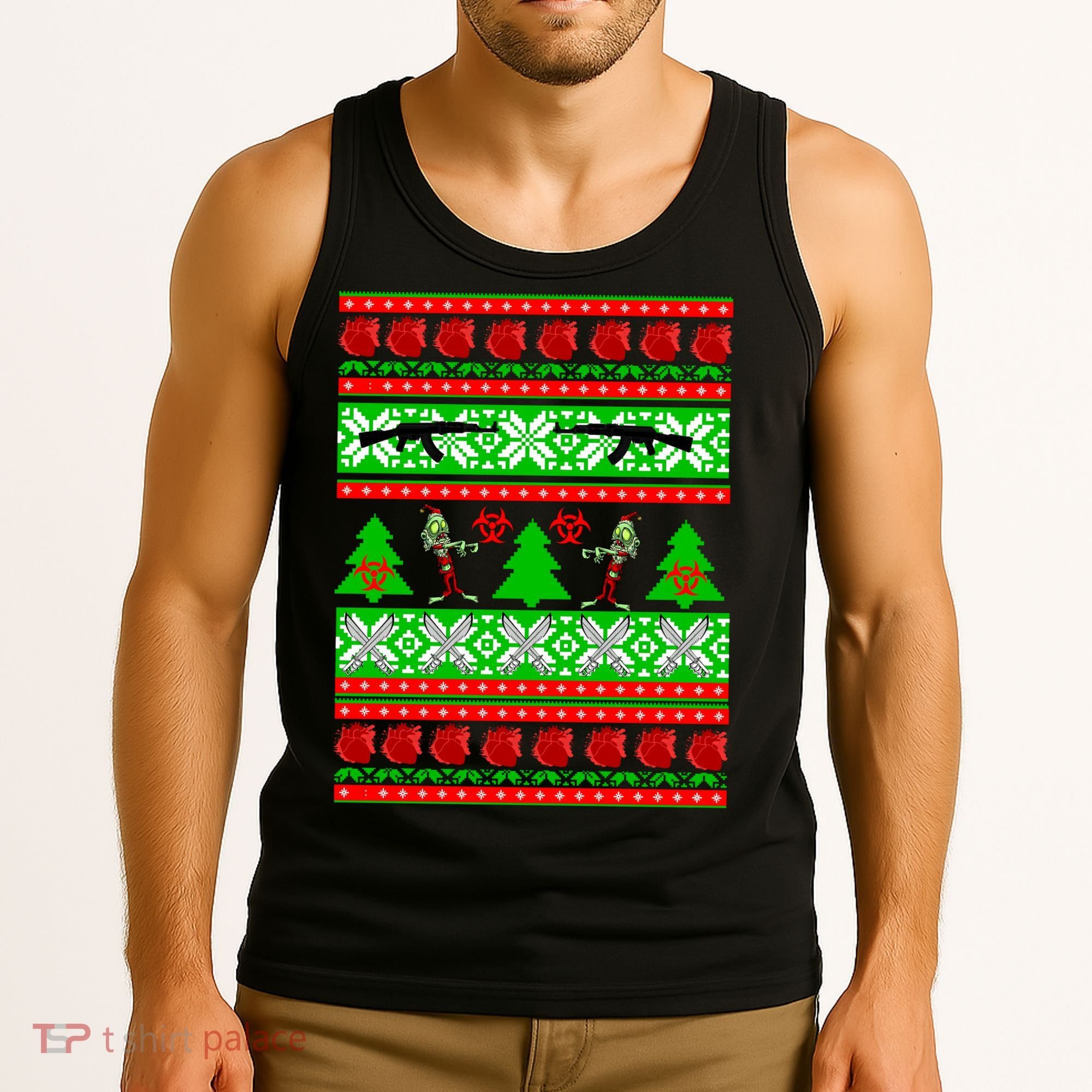 Ugly Zombie Apocalypse Christmas Sweater Tank Top