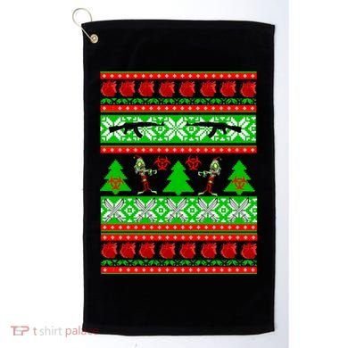Ugly Zombie Apocalypse Christmas Sweater Golf Towel