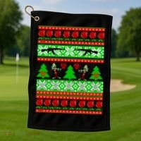 Ugly Zombie Apocalypse Christmas Sweater Golf Towel thumb 1