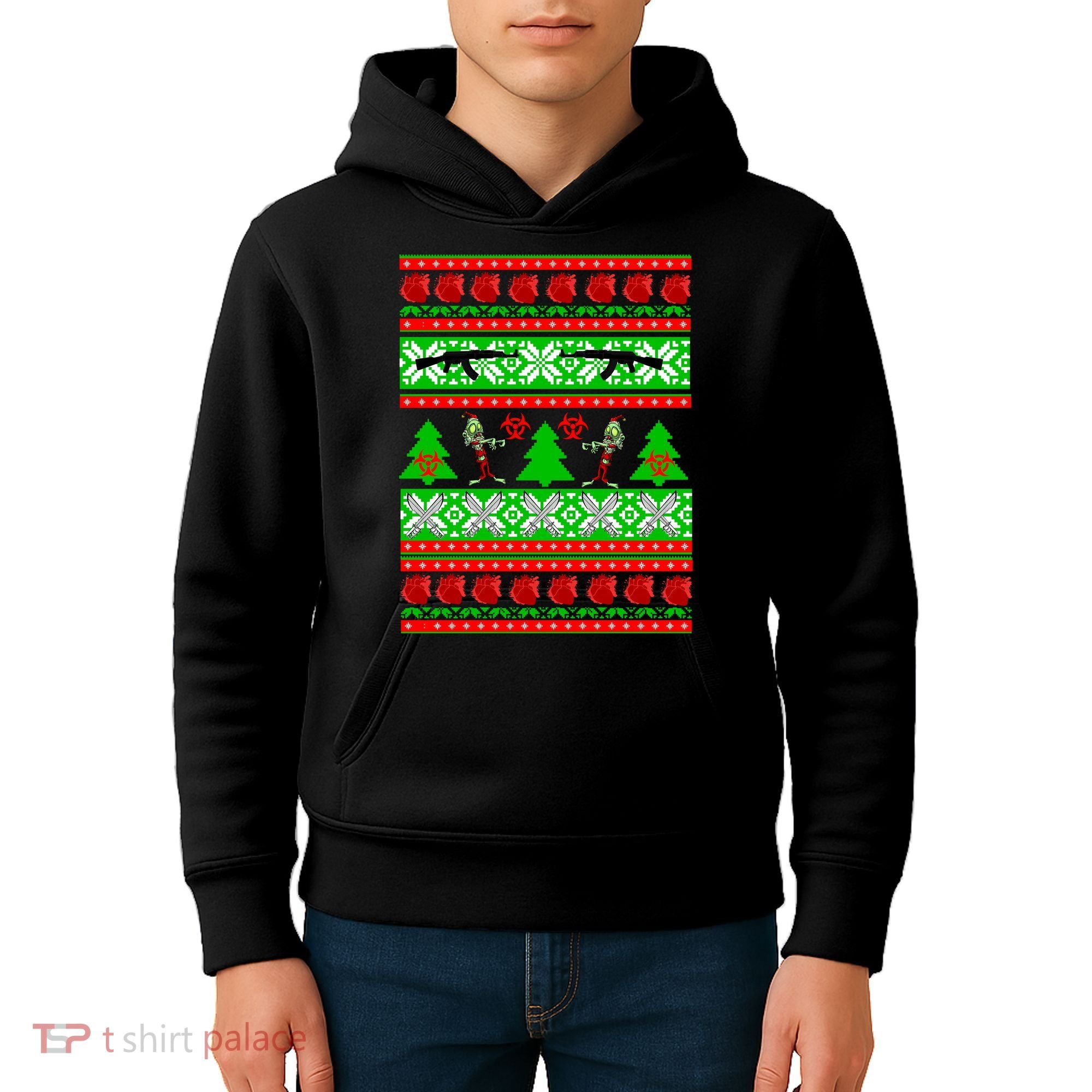 Ugly Zombie Apocalypse Christmas Sweater Kids Hoodie