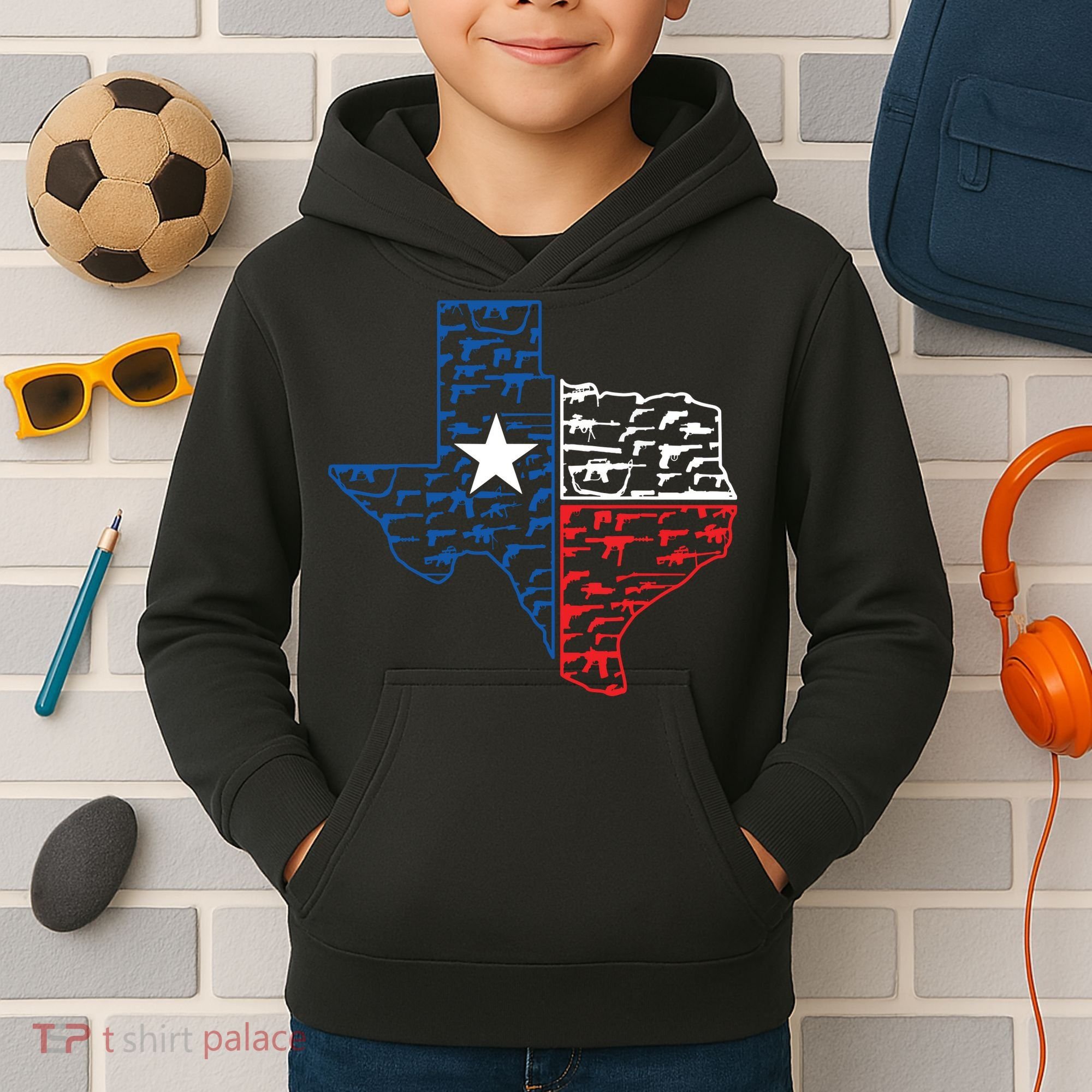 Usa Guns Patriotic Texan America Texas Kids Hoodie