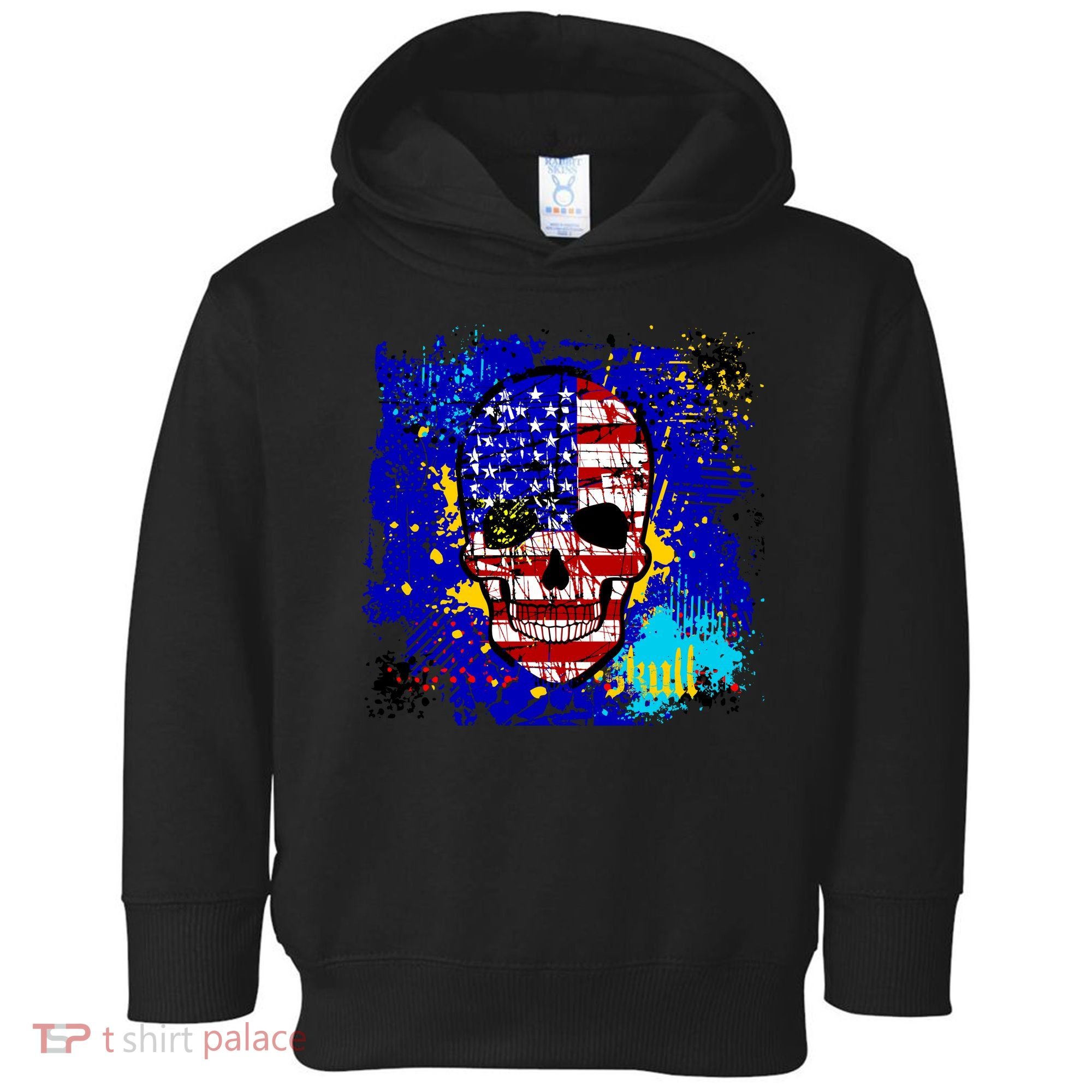 USA Grunge Skull Toddler Hoodie