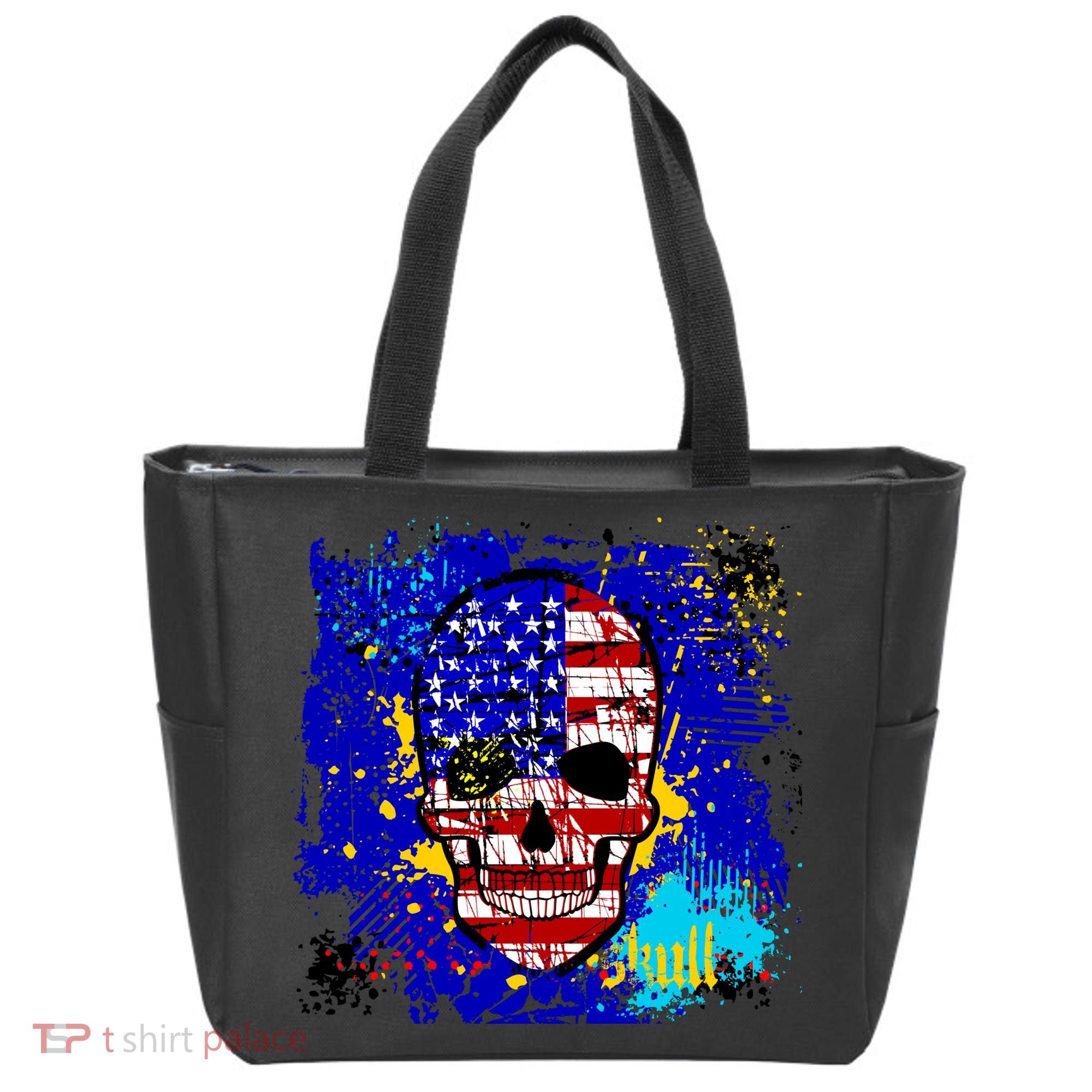 USA Grunge Skull Tote Bag