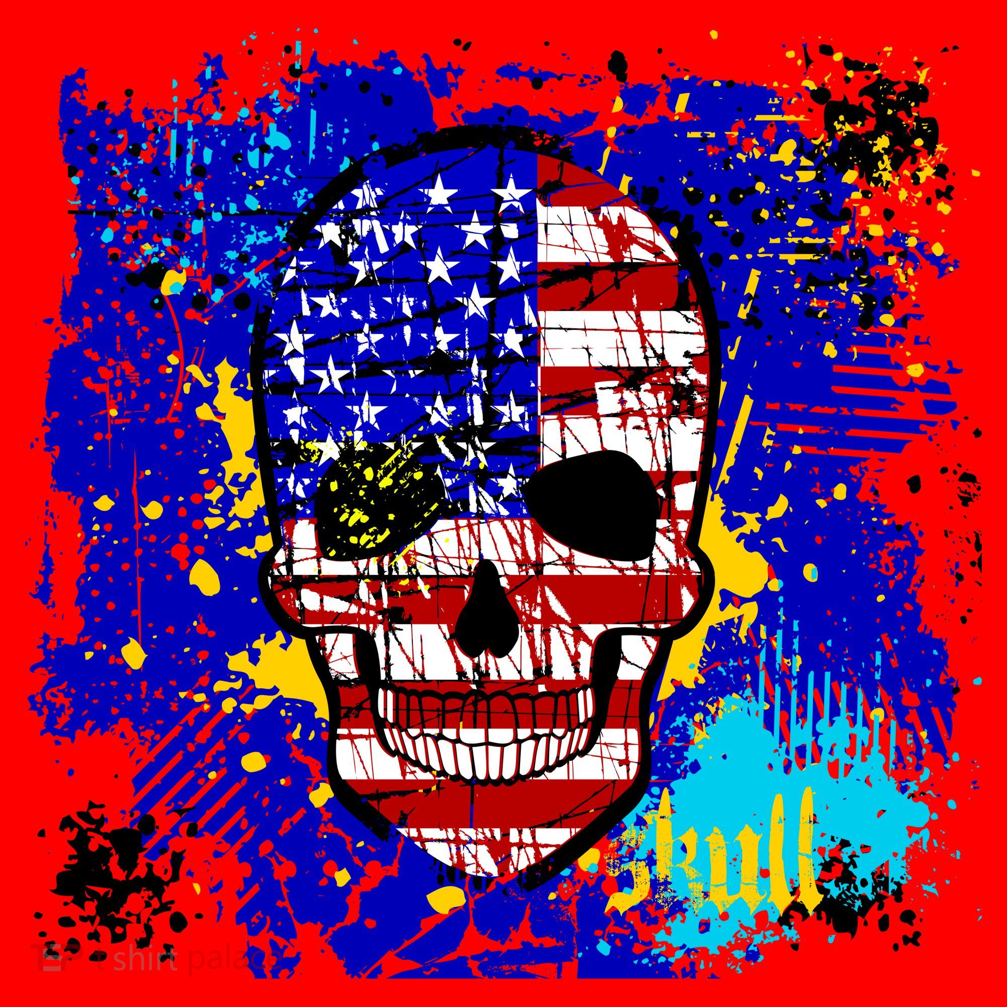USA Grunge Skull Santa Hat