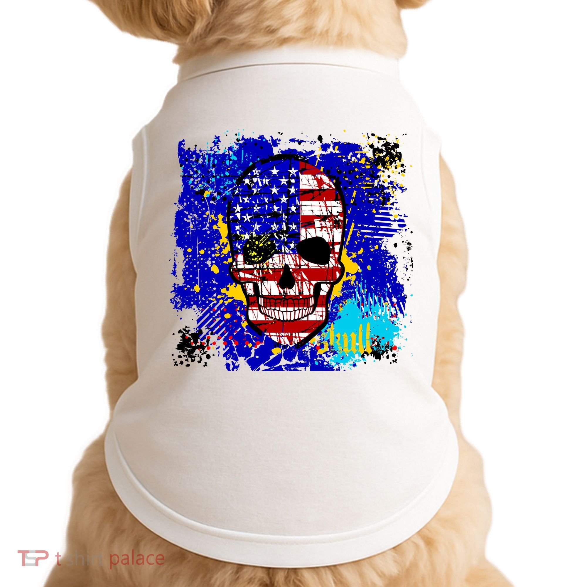 USA Grunge Skull Doggie Tank