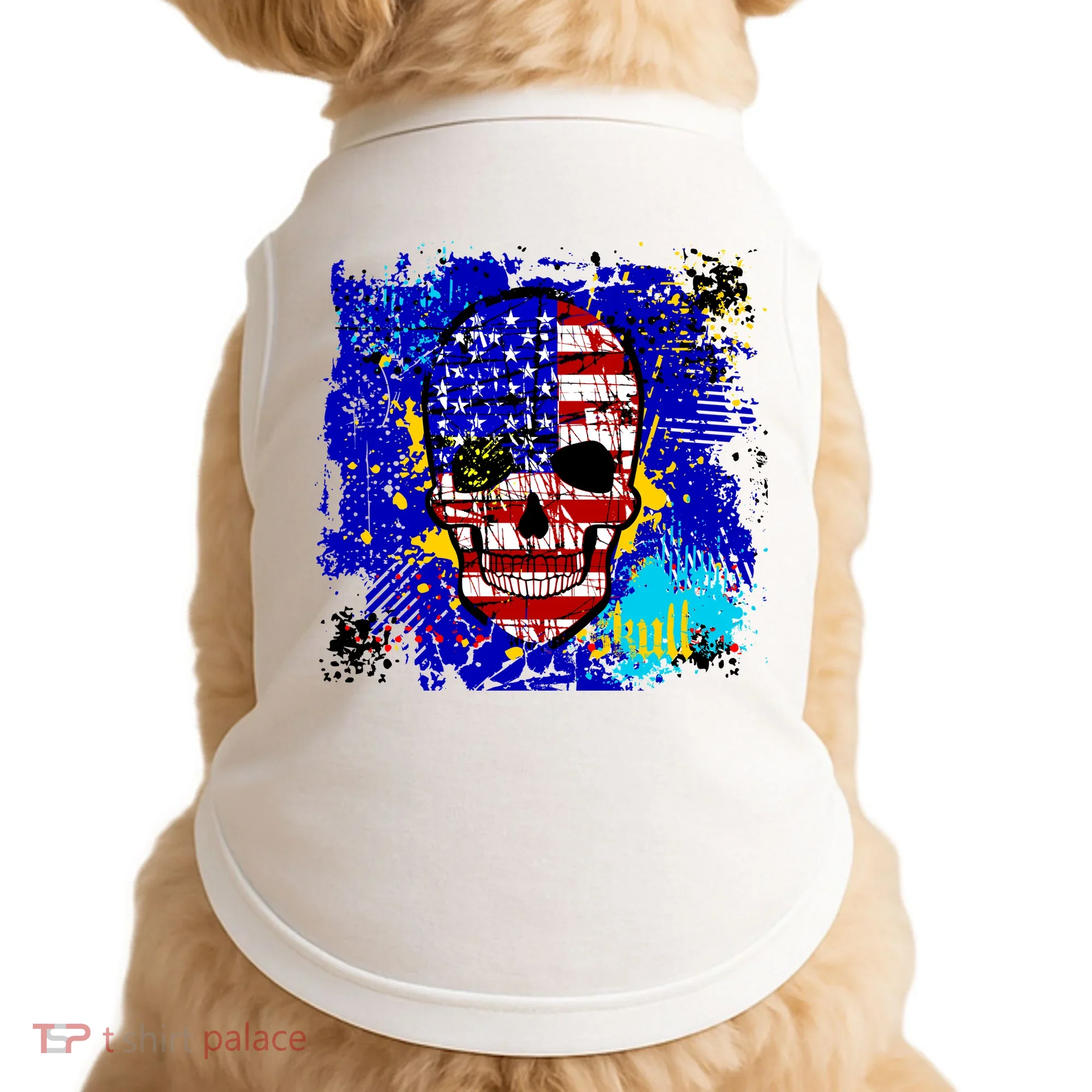 USA Grunge Skull Doggie Tank