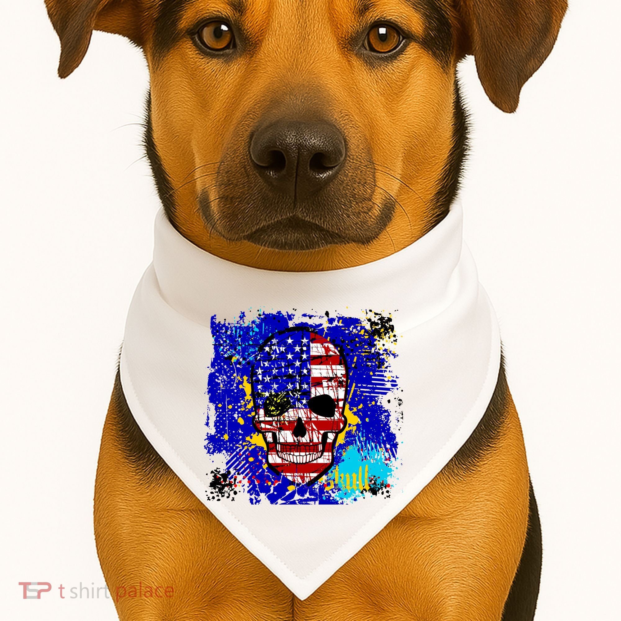 USA Grunge Skull USA-Made Doggie Bandana