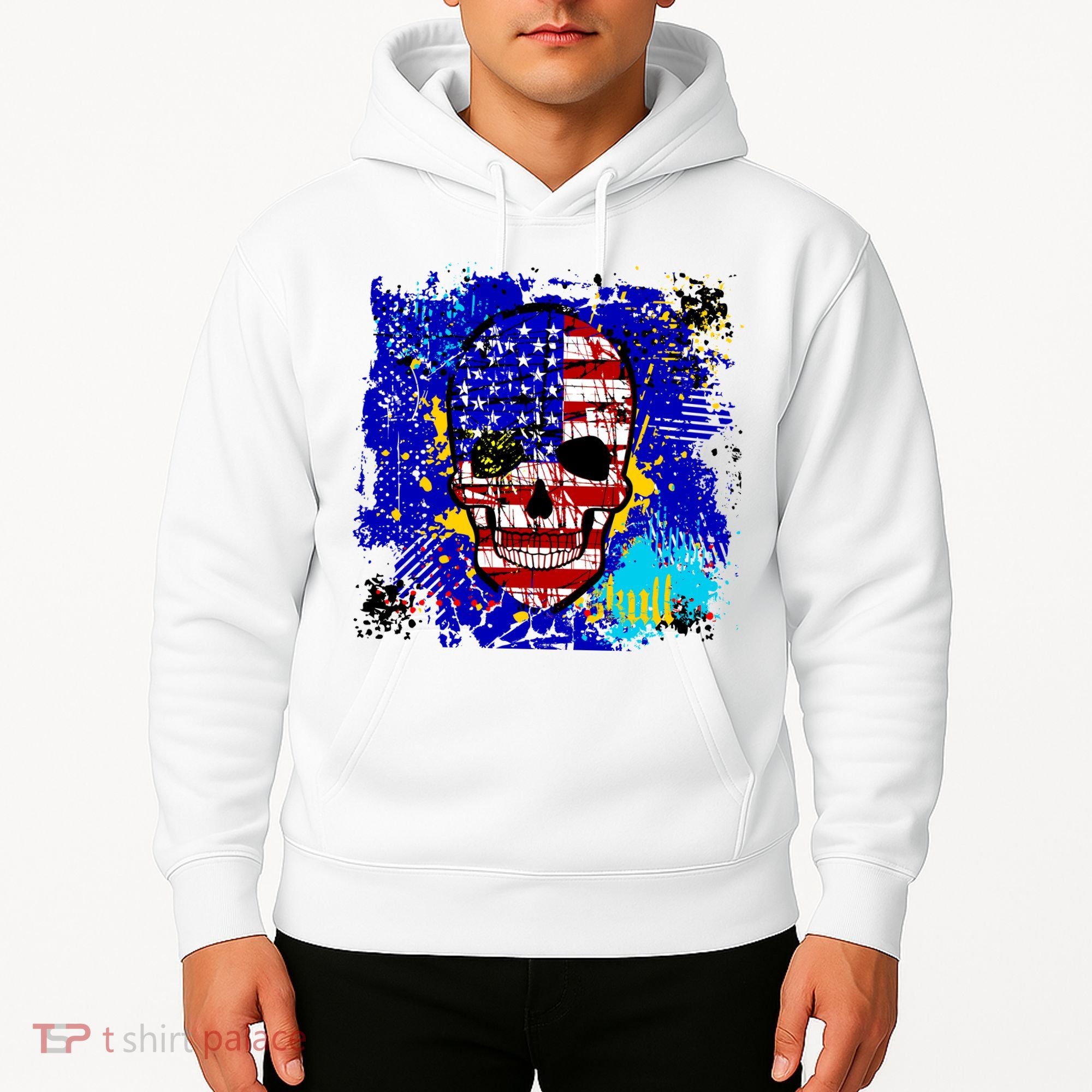 USA Grunge Skull Hoodie