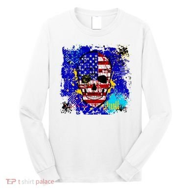 USA Grunge Skull Long Sleeve Shirt