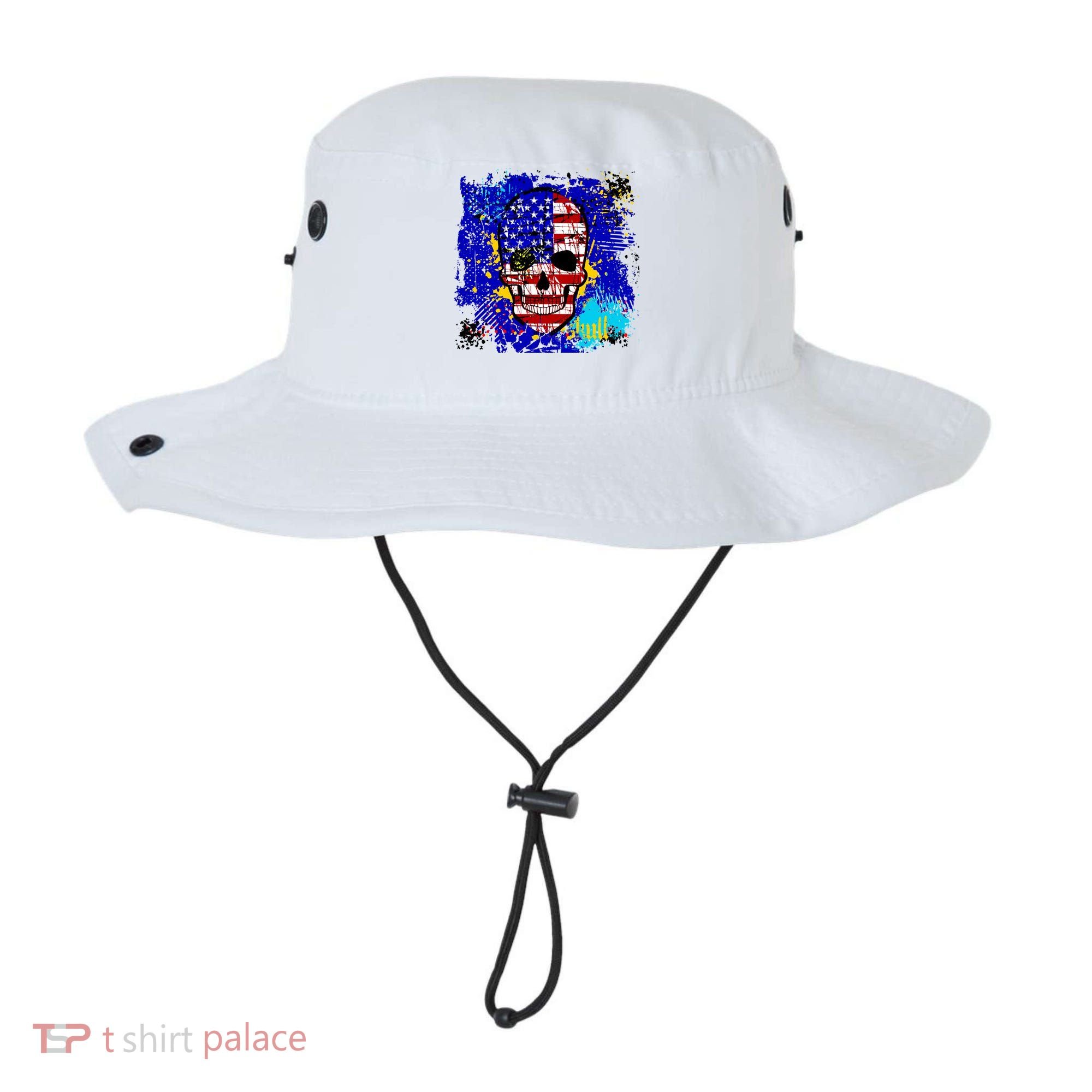 USA Grunge Skull Bucket Hat