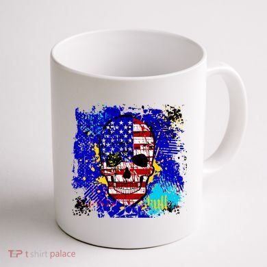 USA Grunge Skull Coffee Mug back