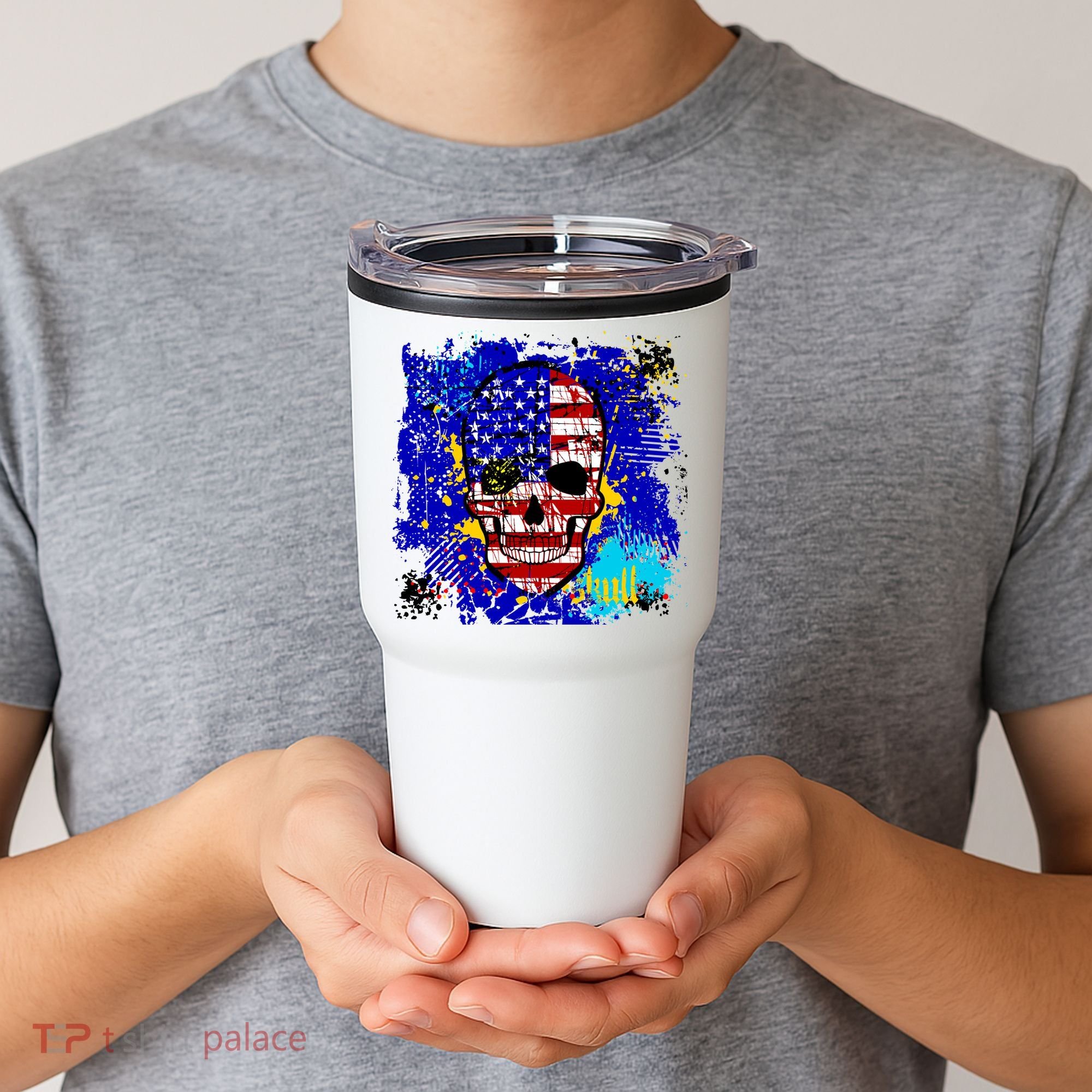 USA Grunge Skull Tumbler