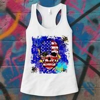 USA Grunge Skull Women's Tank Top thumb 3