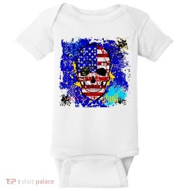 USA Grunge Skull Baby Bodysuit