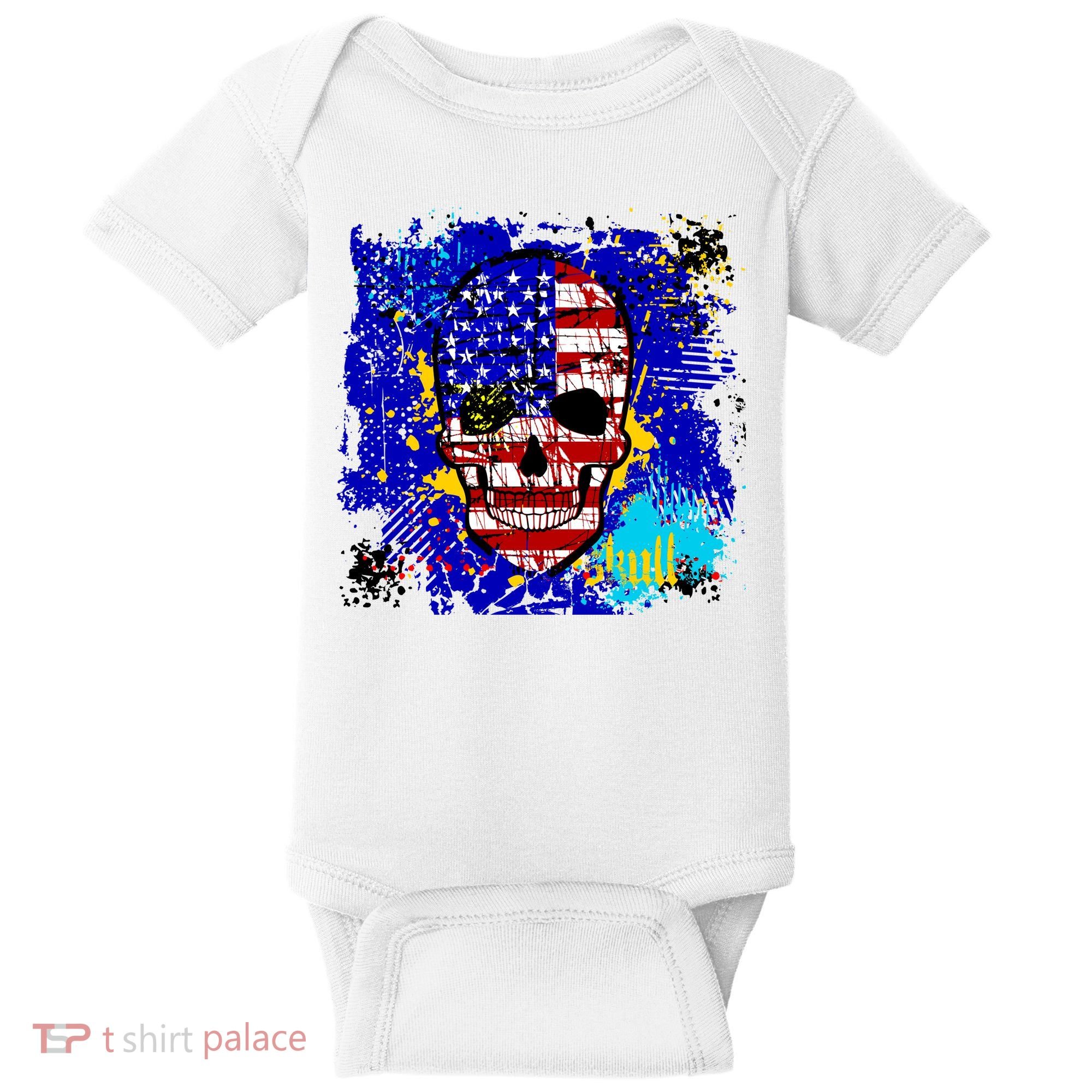 USA Grunge Skull Baby Bodysuit