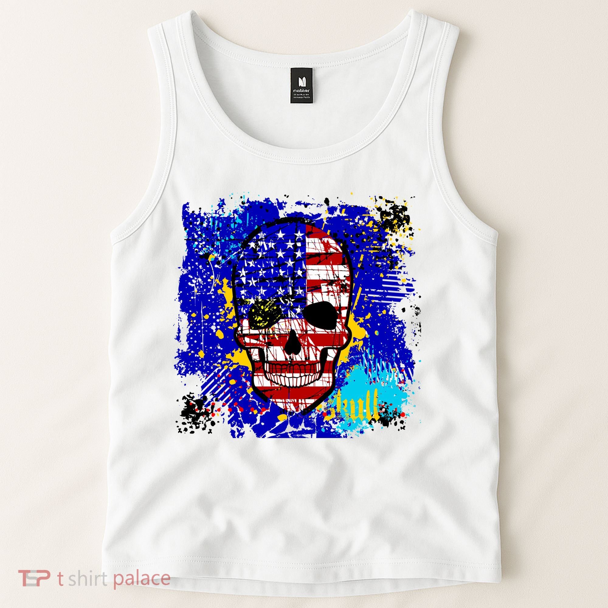 USA Grunge Skull Tank Top